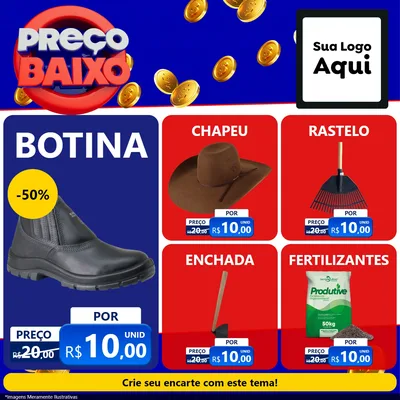 Modelo de Rede Social para Feed Facebook com o tema Preço Baixo para Agropecuária