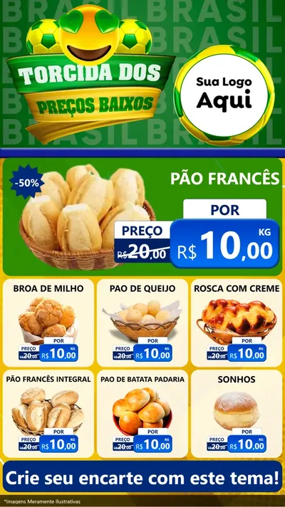 Modelo de Rede Social para Stories com o tema Torcida dos Preços Baixos - Copa para Padaria