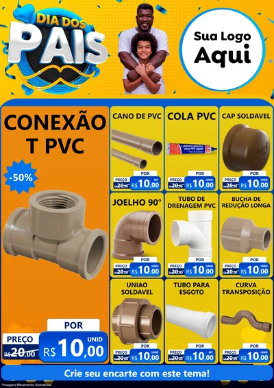 Modelo de Encarte para Encarte A4 Vertical com o tema Dia dos Pais para Tubos e conexões