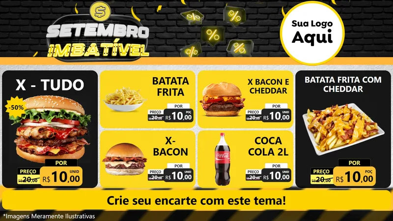 Modelo de TV para TV Horizontal com o tema Setembro Imbatível para Hamburgueria