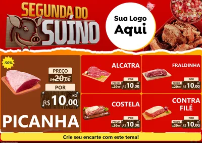 Modelo de Encarte para Encarte A4 Horizontal com o tema Segunda do Suíno para Açougue
