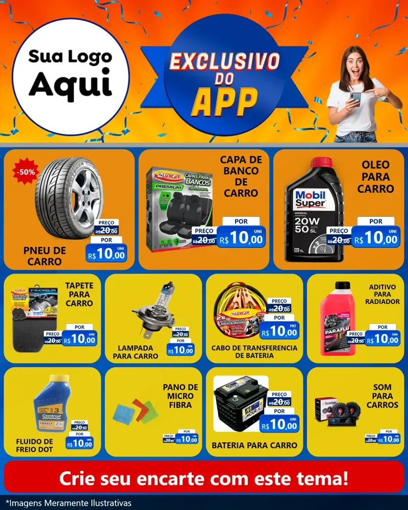 Modelo de Rede Social para Feed Instagram com o tema Exclusivo do Aplicativo para Auto peças