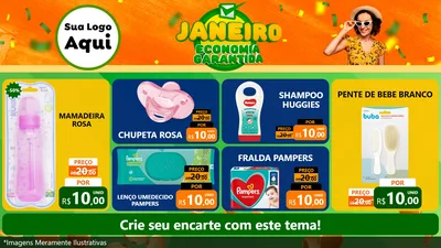 Modelo de TV para TV Horizontal com o tema Janeiro - Economia Garantida para Bebês