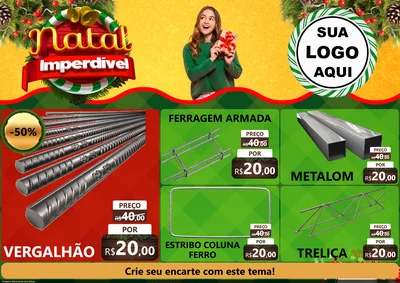 Modelo de Encarte para Encarte A4 Horizontal com o tema Natal Imperdível para Ferragens