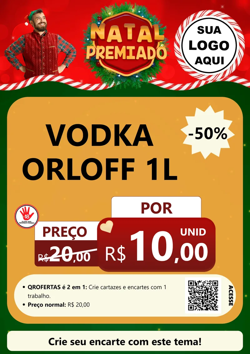 Modelo de Cartaz para Cartaz A4 Vertical com o tema Natal Premiado para Distribuidora de bebidas