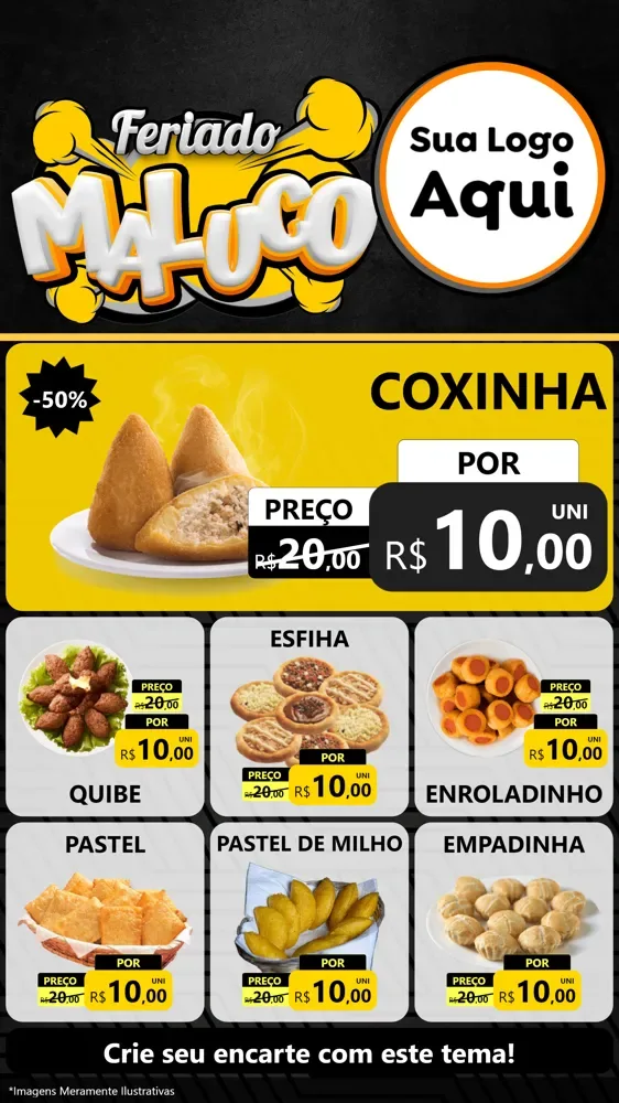 Modelo de Rede Social para Stories com o tema Feriado Maluco para Salgadaria