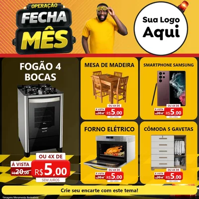 Modelo de Rede Social para Feed Facebook com o tema Operação Fecha Mês para Móveis e Eletro