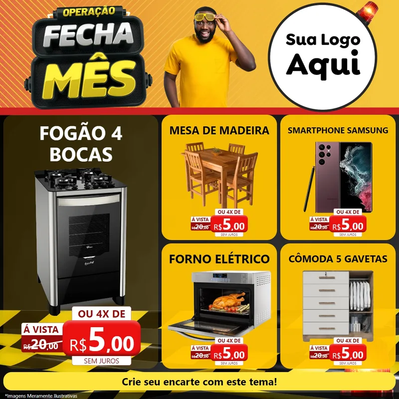 Modelo de Rede Social para Feed Facebook com o tema Operação Fecha Mês para Móveis e Eletro