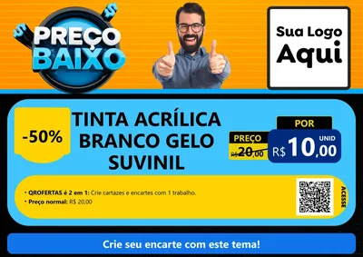 Modelo de Cartaz para Cartaz A4 Horizontal com o tema Preço Baixo para Tintas e Ferramentas
