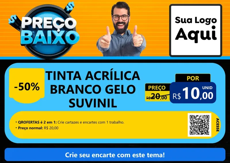 Modelo de Cartaz para Cartaz A4 Horizontal com o tema Preço Baixo para Tintas e Ferramentas