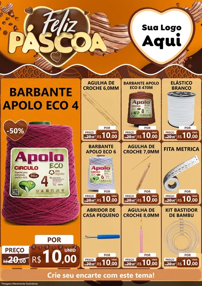 Modelo de Encarte para Encarte A4 Vertical com o tema Feliz Páscoa para Armarinho e Aviamentos