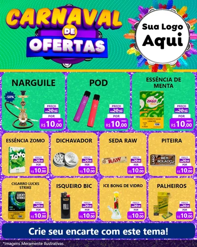 Modelo de Rede Social para Feed Instagram com o tema Carnaval de Ofertas para Tabacaria