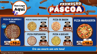 Modelo de TV para TV Horizontal com o tema Promoção Páscoa para Pizzaria