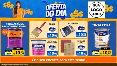 Modelo de TV para TV Horizontal com o tema Oferta do Dia para Tintas e Ferramentas