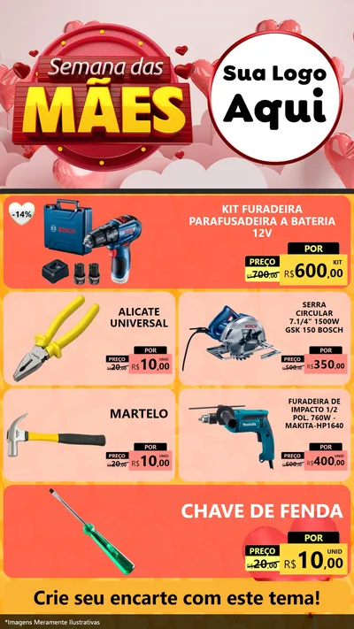 Modelo de TV para TV Vertical com o tema Semana das Mães para Maquinas e Ferramentas