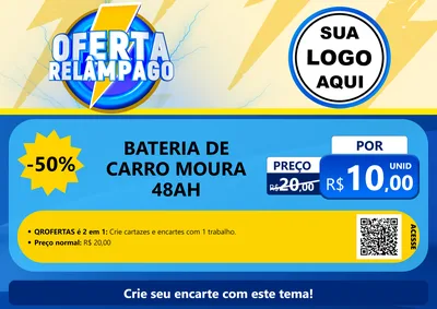 Modelo de Cartaz para Cartaz A4 Horizontal com o tema Oferta Relâmpago para Baterias Elétricas