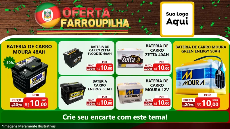 Modelo de TV para TV Horizontal com o tema Oferta Farroupilha para Baterias Elétricas
