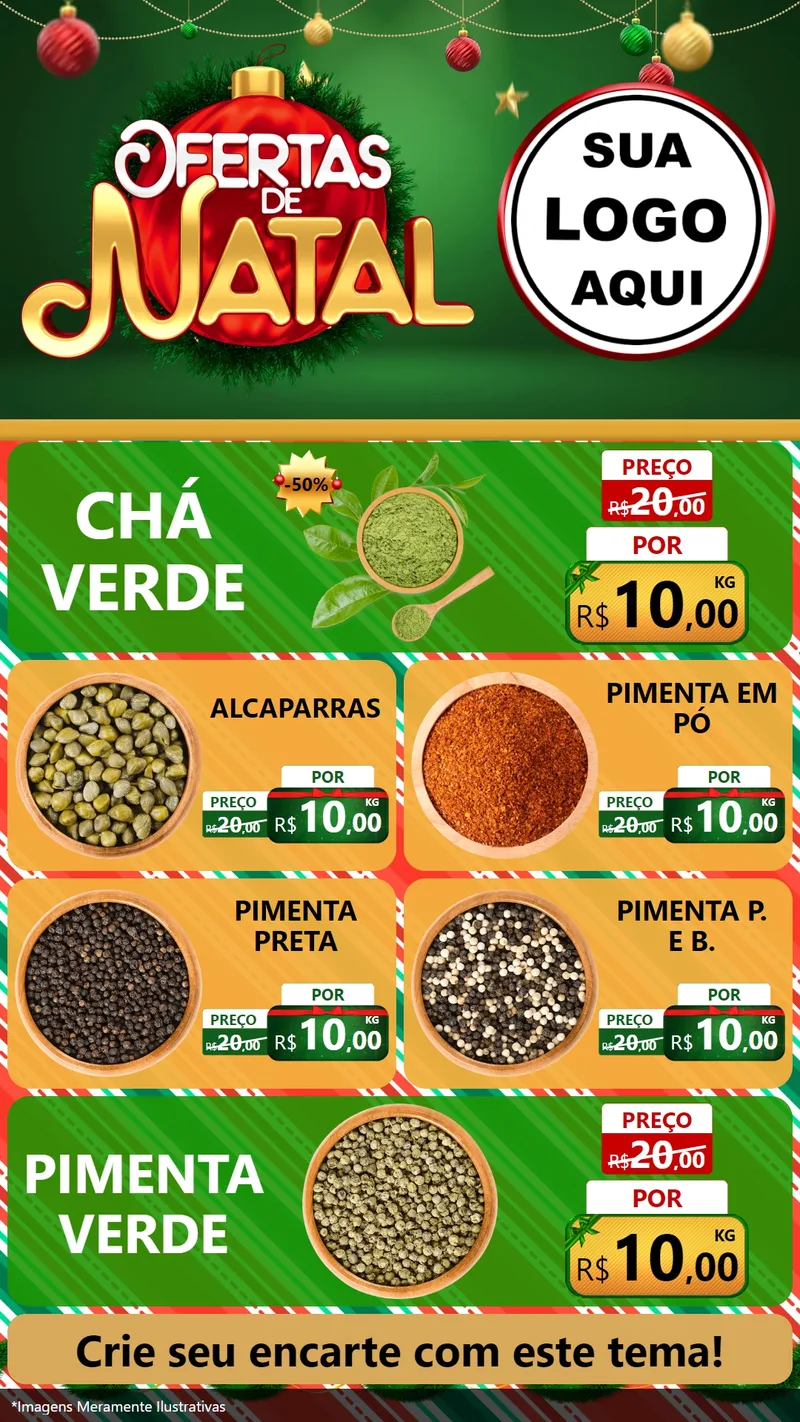 Modelo de TV para TV Vertical com o tema Ofertas de Natal para Produtos Naturais