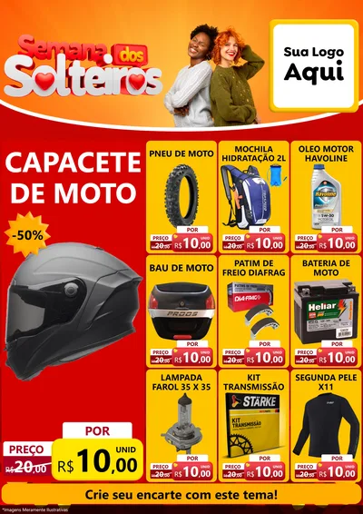 Modelo de Encarte para Encarte A4 Vertical com o tema Semana dos Solteiros para Moto peças