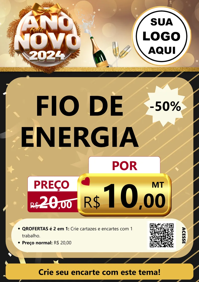 Modelo de Cartaz para Cartaz A4 Vertical com o tema Feliz Ano Novo 2027 para Materiais Elétricos