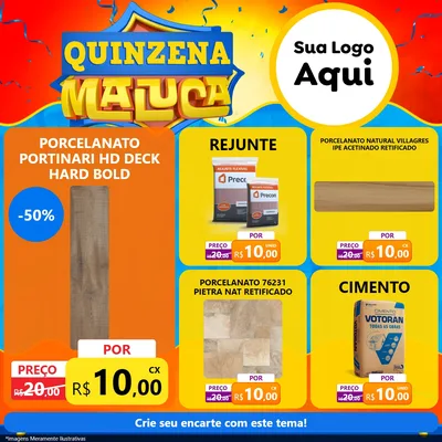 Modelo de Rede Social para Feed Facebook com o tema Quinzena Maluca para Pisos e revestimentos