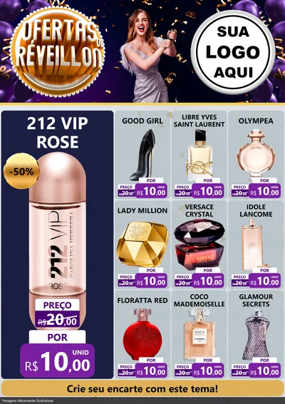 Modelo de Encarte para Encarte A4 Vertical com o tema Ofertas de Réveillon para Perfumes