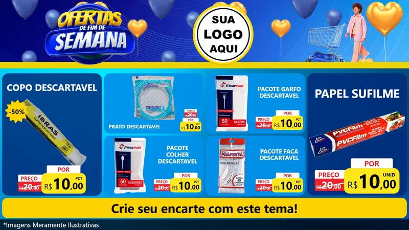 Modelo de TV para TV Horizontal com o tema Ofertas de Fim de Semana para Embalagens