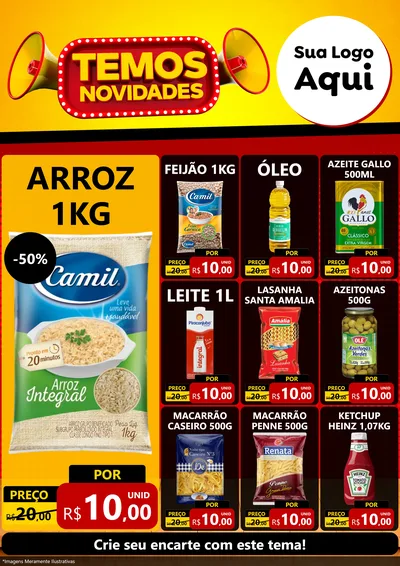 Modelo de Encarte para Encarte A4 Vertical com o tema Temos Novidades para Supermercado