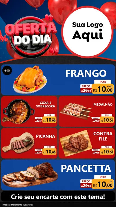 Modelo de TV para TV Vertical com o tema Oferta do Dia para Assados