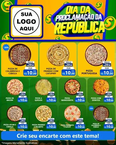 Modelo de Rede Social para Feed Instagram com o tema Dia Da Proclamação da República para Pizzaria