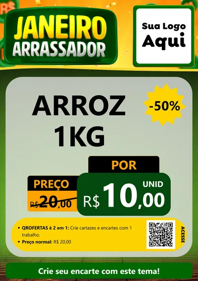 Modelo de Cartaz para Cartaz A4 Vertical com o tema Janeiro Arrasador para Supermercado