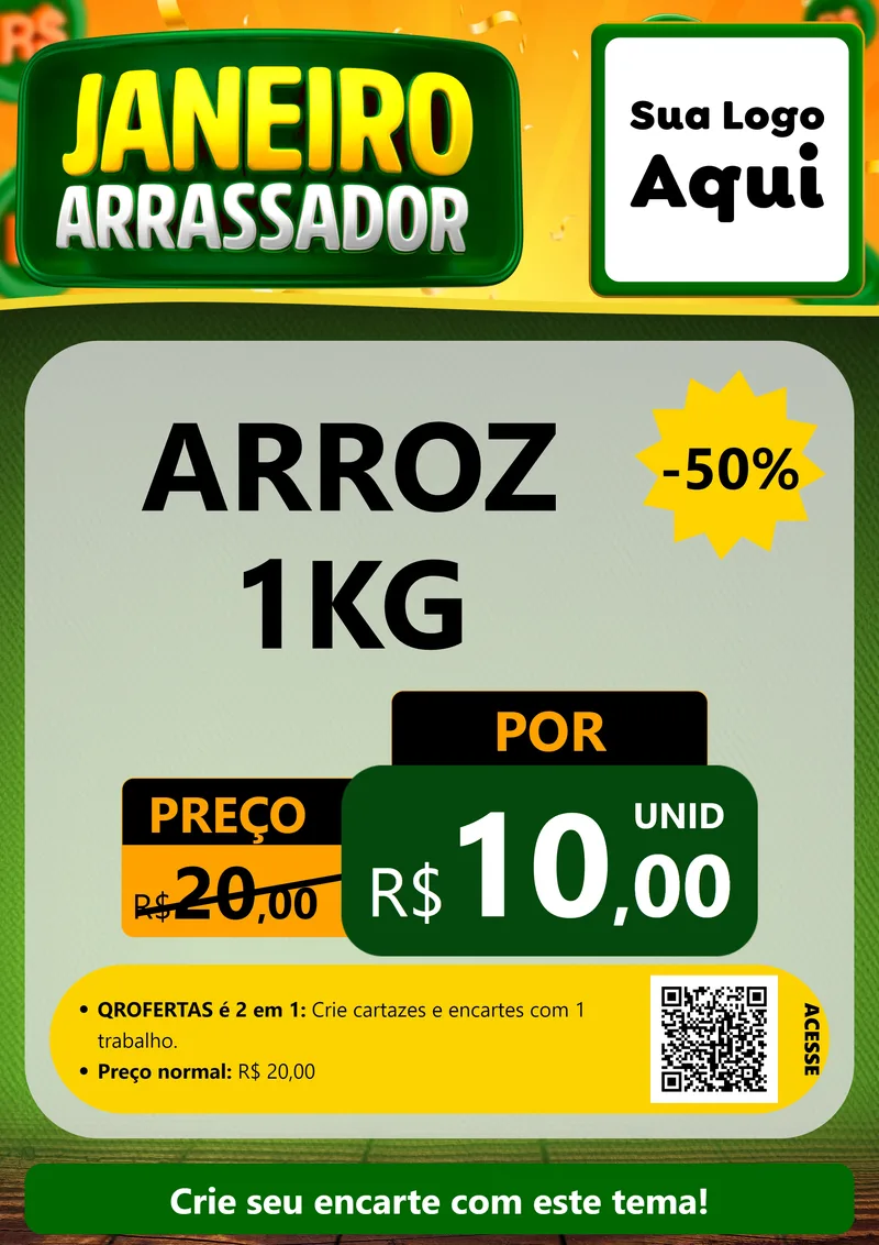 Modelo de Cartaz para Cartaz A4 Vertical com o tema Janeiro Arrasador para Supermercado