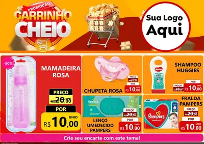 Modelo de Encarte para Encarte A4 Horizontal com o tema Promoção carrinho cheio para Bebês