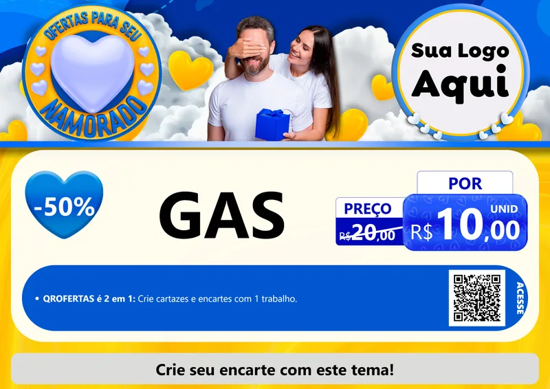 Modelo de Cartaz para Cartaz A4 Horizontal com o tema Ofertas Para Seu Namorado para Água e gás