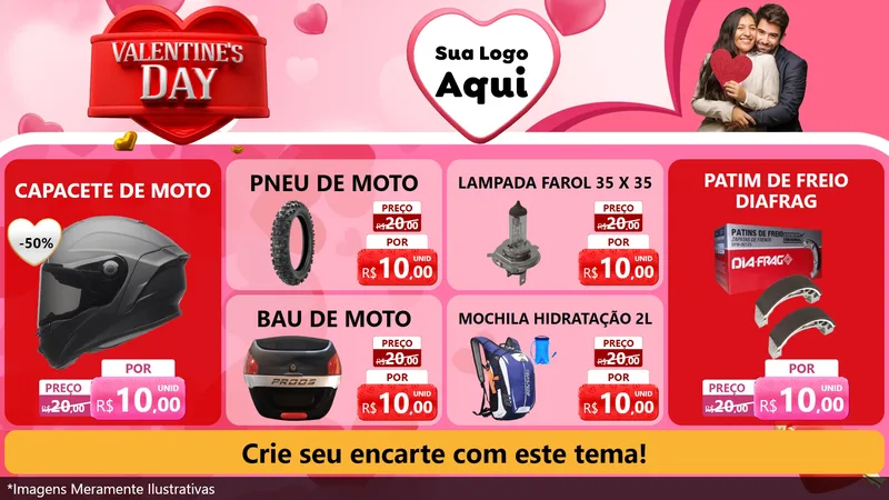 Modelo de TV para TV Horizontal com o tema Valentine's Day para Moto peças