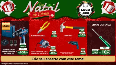 Modelo de TV para TV Horizontal com o tema Um Natal de Ofertas para Maquinas e Ferramentas