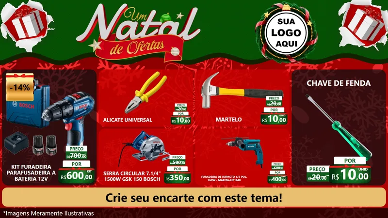 Modelo de TV para TV Horizontal com o tema Um Natal de Ofertas para Maquinas e Ferramentas