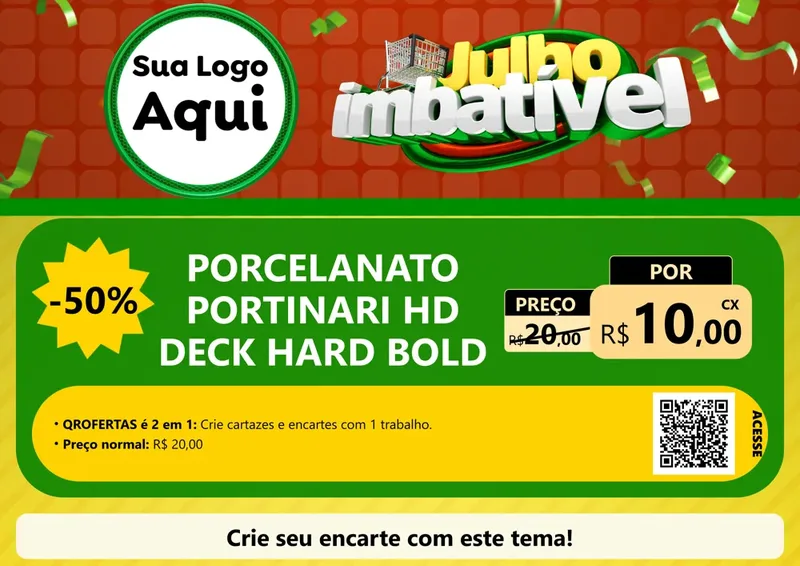 Modelo de Cartaz para Cartaz A4 Horizontal com o tema Julho Imbatível para Pisos e revestimentos