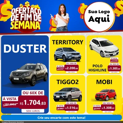 Modelo de Rede Social para Feed Facebook com o tema Ofertaço de Fim de Semana para Concessionaria de Carros