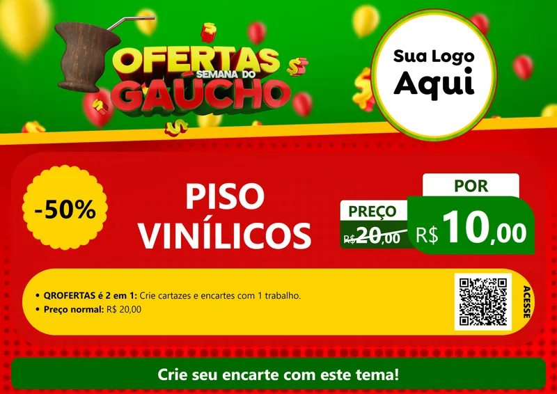 Modelo de Cartaz para Cartaz A4 Horizontal com o tema Ofertas Semana Do Gaúcho para Material para Construção
