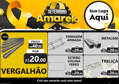 Modelo de Encarte para Encarte A4 Horizontal com o tema Setembro Amarelo para Ferragens