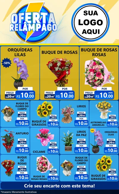 Modelo de Encarte para Encarte Grande com o tema Oferta Relâmpago para Floricultura e jardim
