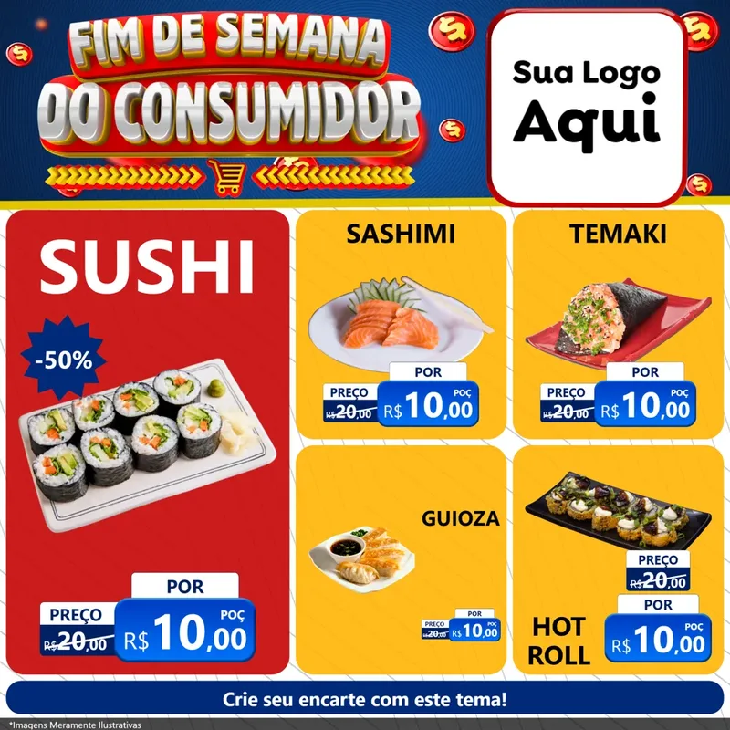 Modelo de Rede Social para Feed Facebook com o tema Fim de Semana do Consumidor para Comida japonesa