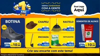Modelo de TV para TV Horizontal com o tema Um Ano de Aniversário para Agropecuária