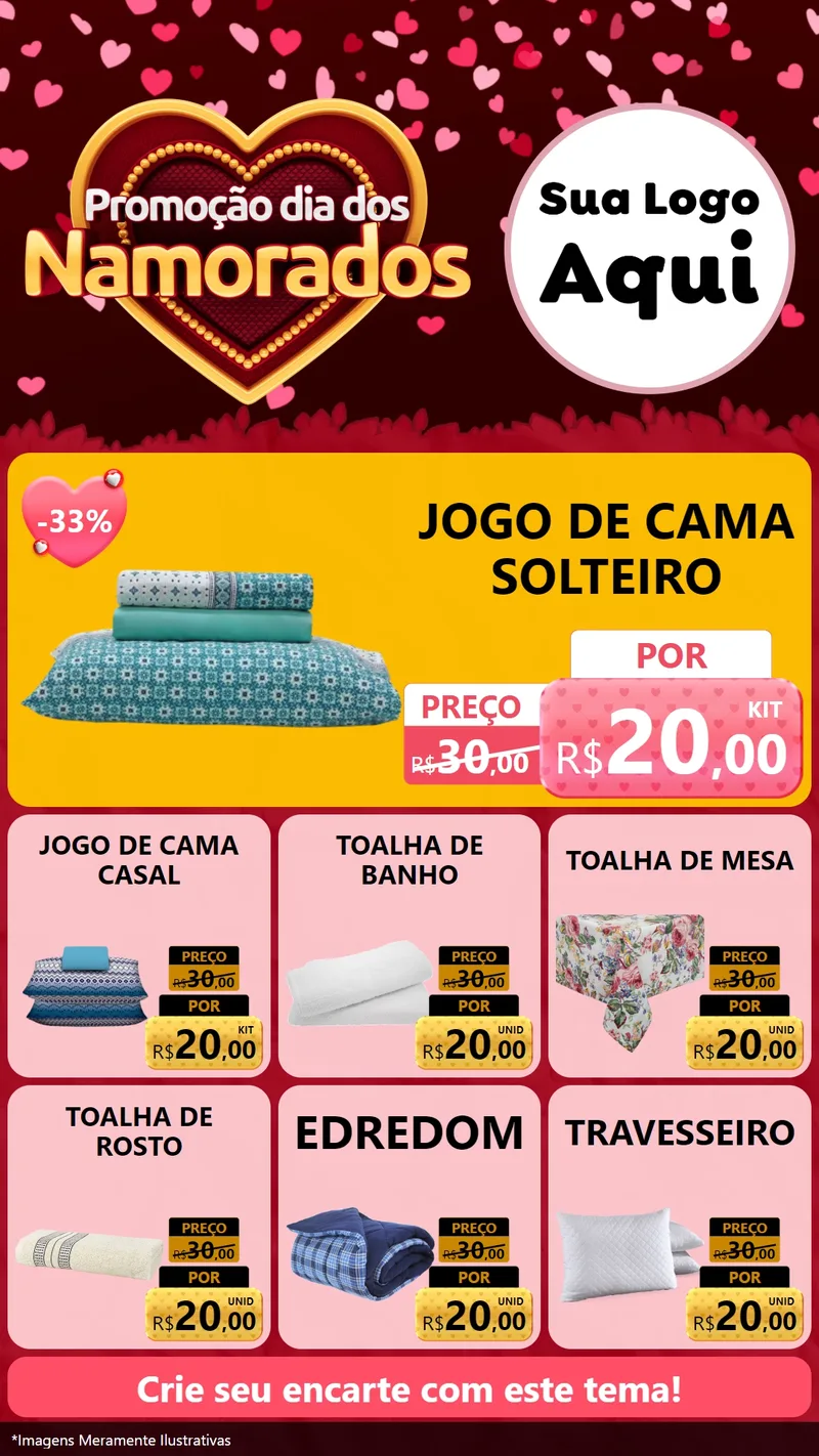 Modelo de Rede Social para Stories com o tema Promoção Dia Dos Namorados para Cama, Mesa e Banho