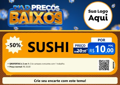 Modelo de Cartaz para Cartaz A4 Horizontal com o tema Dia D Preço Baixo para Comida japonesa