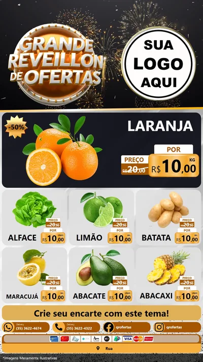 Modelo de Rede Social para Stories com o tema Grande Réveillon de Ofertas para Hortifrúti