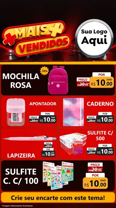 Modelo de TV para TV Vertical com o tema Mais Vendidos para Papelaria