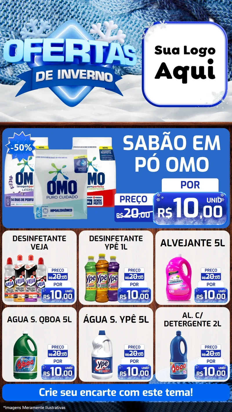 Modelo de Rede Social para Stories com o tema Ofertas de Inverno para Produtos de Limpeza