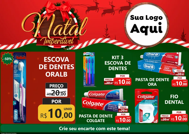Modelo de Encarte para Encarte A4 Horizontal com o tema Natal Imperdível para Higiene Pessoal